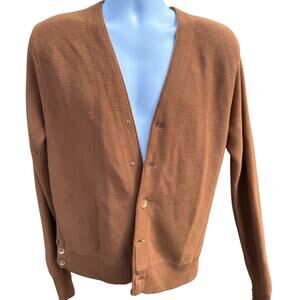 VTG Lord Jeff Cardigan Sweater Mens L Orange Button Up Grandpa USA V Neck Grunge